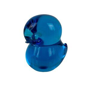 Vintage Cobalt Blue Glass Duckling Figure Paperweight Home Decor Gift 3"